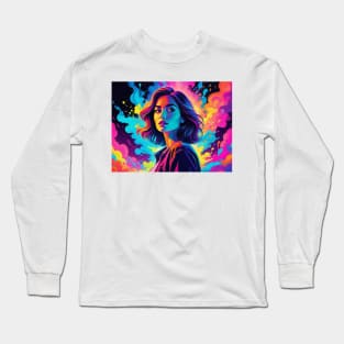 An Illustration of a Woman's Psychedelic Vision - colorful Long Sleeve T-Shirt